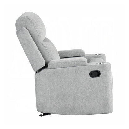 Fauteuil inclinable manuel rembourré avec 2 porte-gobelets, gris clair