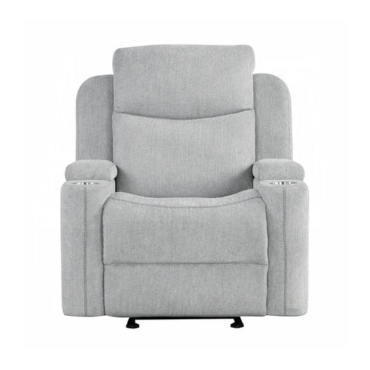 Fauteuil inclinable manuel rembourré avec 2 porte-gobelets, gris clair