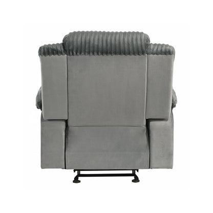 Fauteuil inclinable manuel rembourré avec accoudoirs coussinés, gris