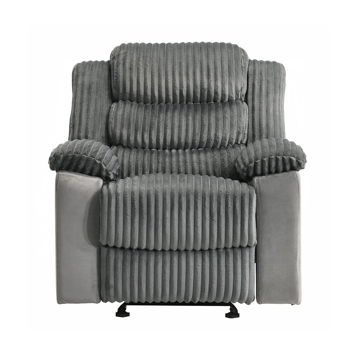 Fauteuil inclinable manuel rembourré avec accoudoirs coussinés, gris