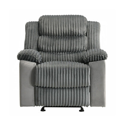 Fauteuil inclinable manuel rembourré avec accoudoirs coussinés, gris