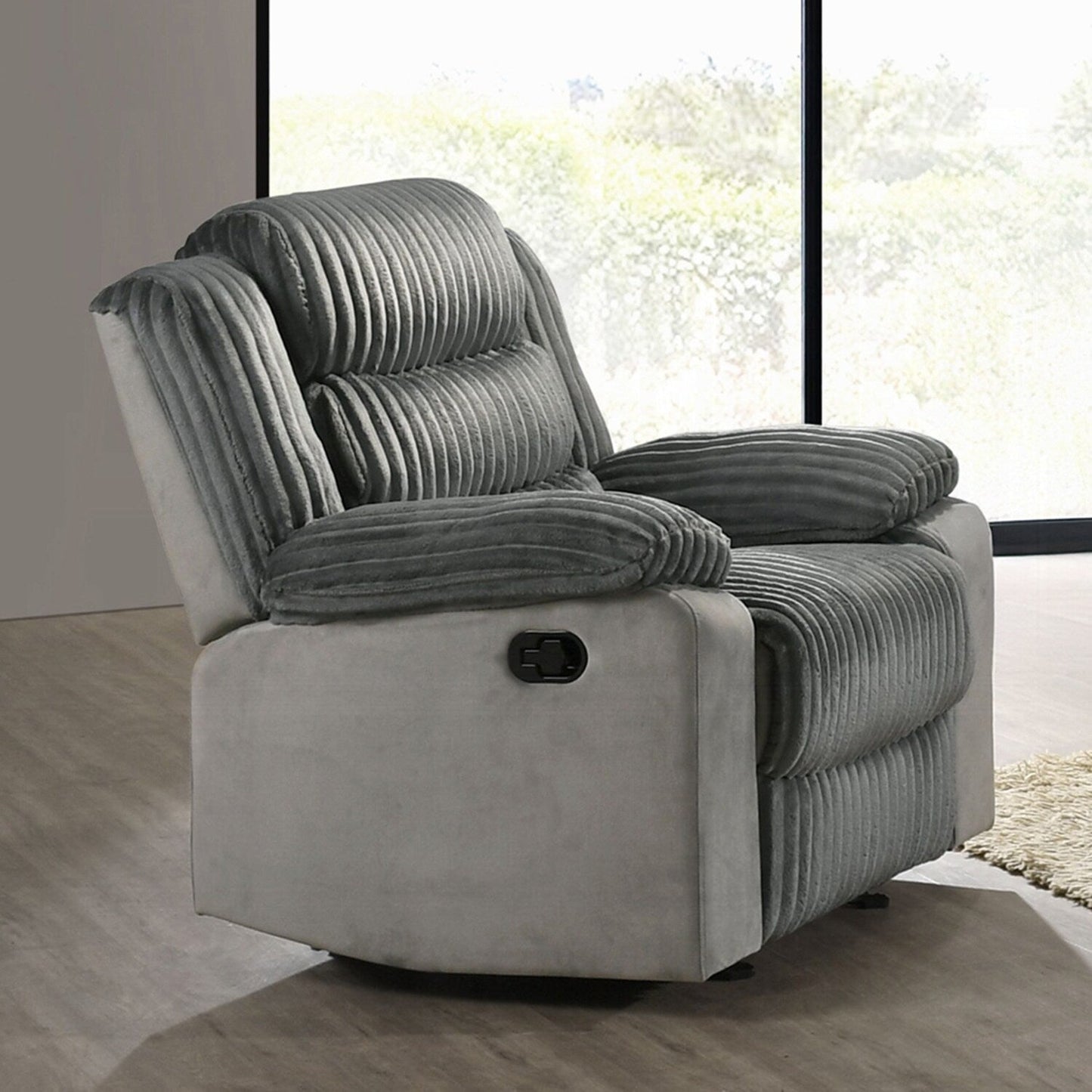 Fauteuil inclinable manuel rembourré avec accoudoirs coussinés, gris