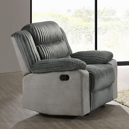 Fauteuil inclinable manuel rembourré avec accoudoirs coussinés, gris