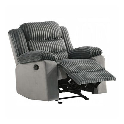Fauteuil inclinable manuel rembourré avec accoudoirs coussinés, gris