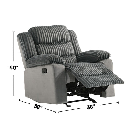 Fauteuil inclinable manuel rembourré avec accoudoirs coussinés, gris
