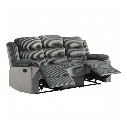 Canapé rembourré à commande manuelle avec accoudoirs coussinés, gris