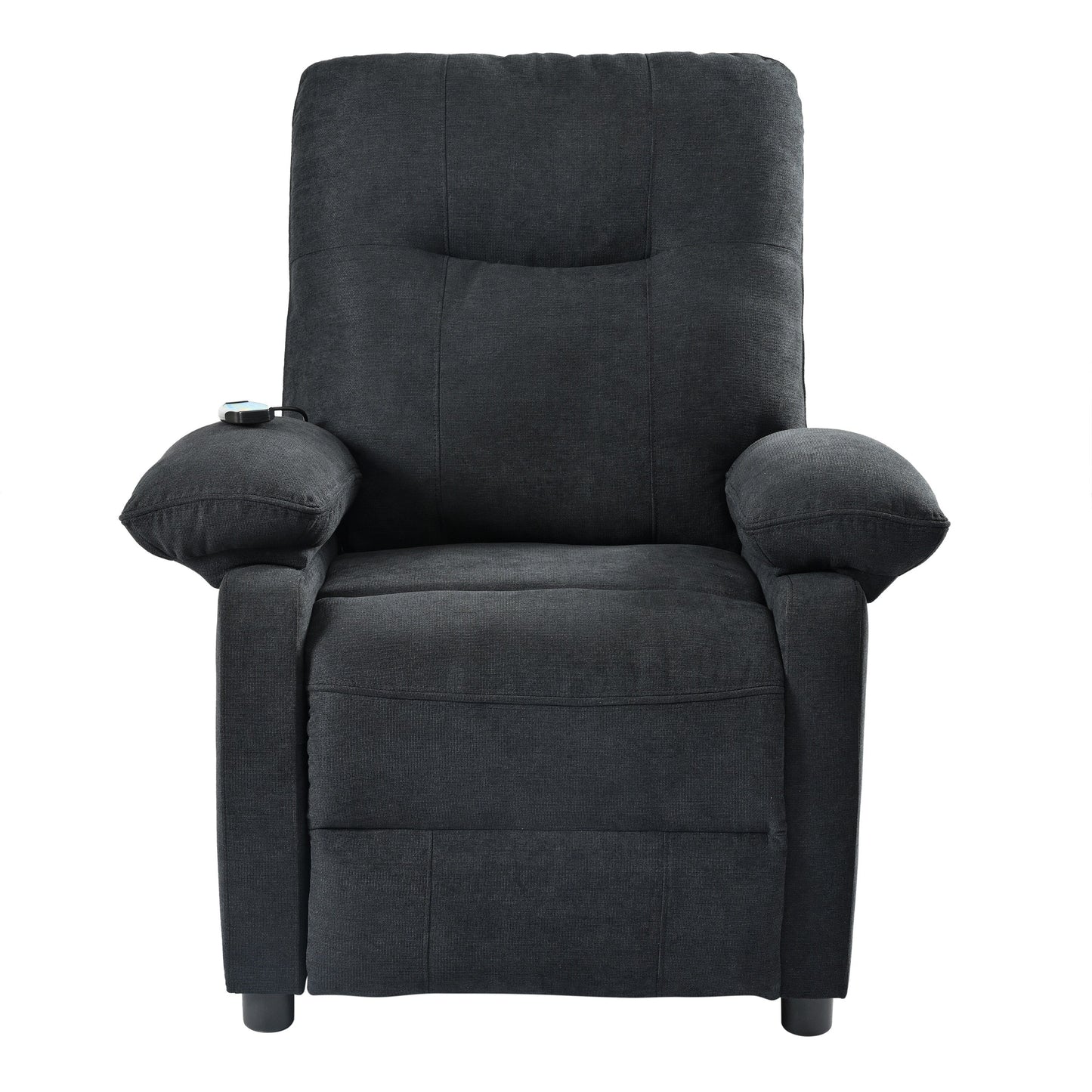 Fauteuil inclinable manuel rembourré avec massage, chauffage lombaire, accoudoirs coussinés et poches latérales