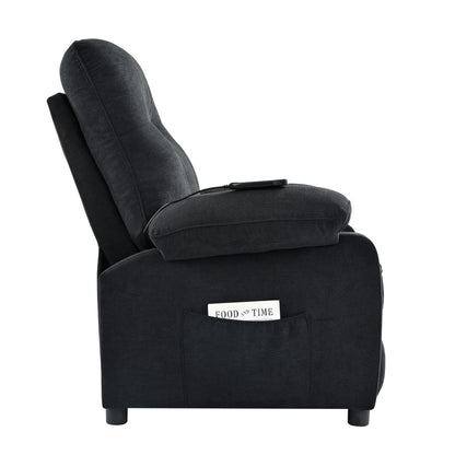 Fauteuil inclinable manuel rembourré avec massage, chauffage lombaire, accoudoirs coussinés et poches latérales