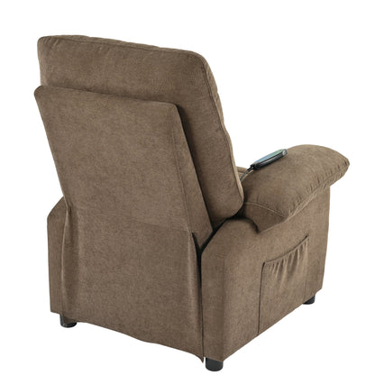 Fauteuil inclinable manuel rembourré avec massage, chauffage lombaire, accoudoirs coussinés et poches latérales