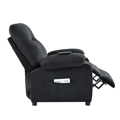 Fauteuil inclinable manuel rembourré avec massage, chauffage lombaire, accoudoirs coussinés et poches latérales