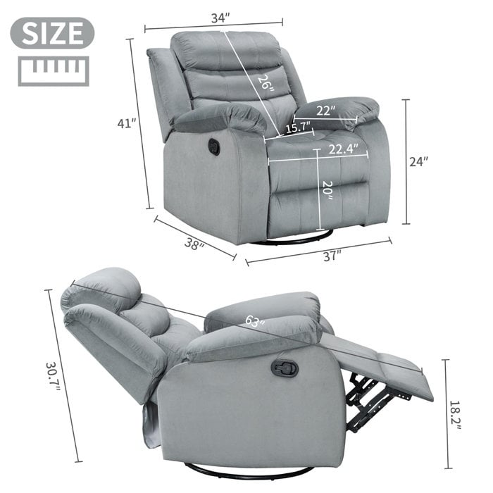 Fauteuil inclinable pivotant à bascule Siège de cinéma maison Chaises de salon