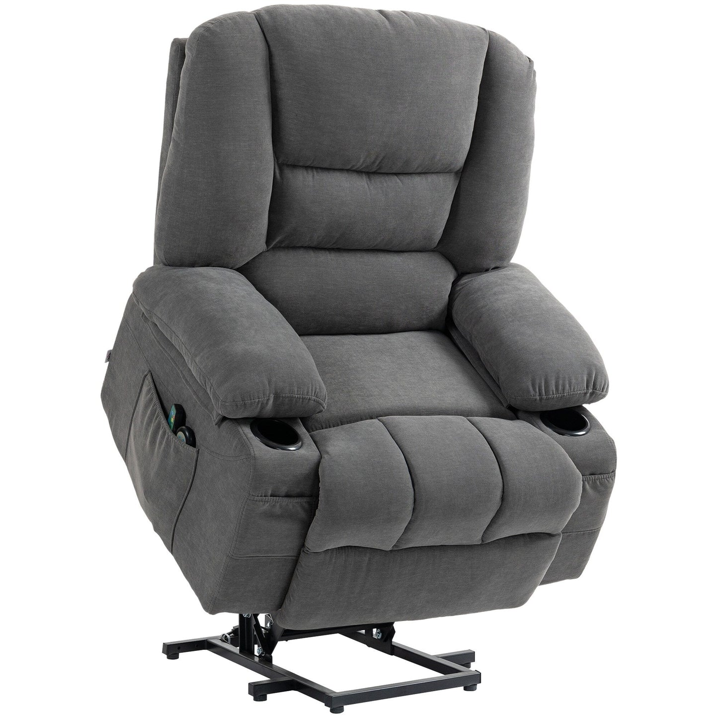 Fauteuil inclinable de massage électrique rembourré avec chauffage lombaire et porte-gobelet
