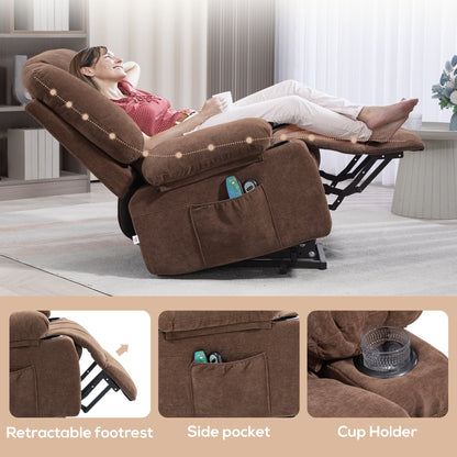Fauteuil inclinable de massage électrique rembourré avec chauffage lombaire et porte-gobelet