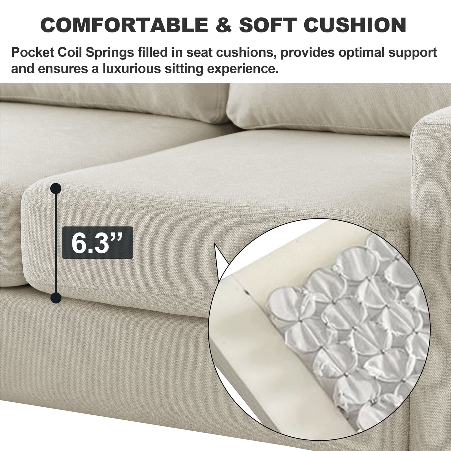 Canapé sectionnel rembourré avec pouf