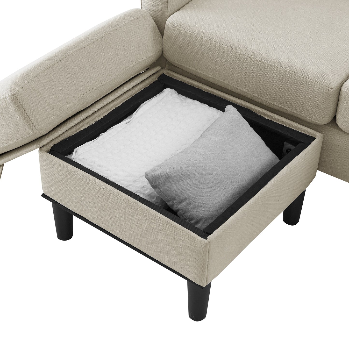 Canapé sectionnel rembourré avec pouf