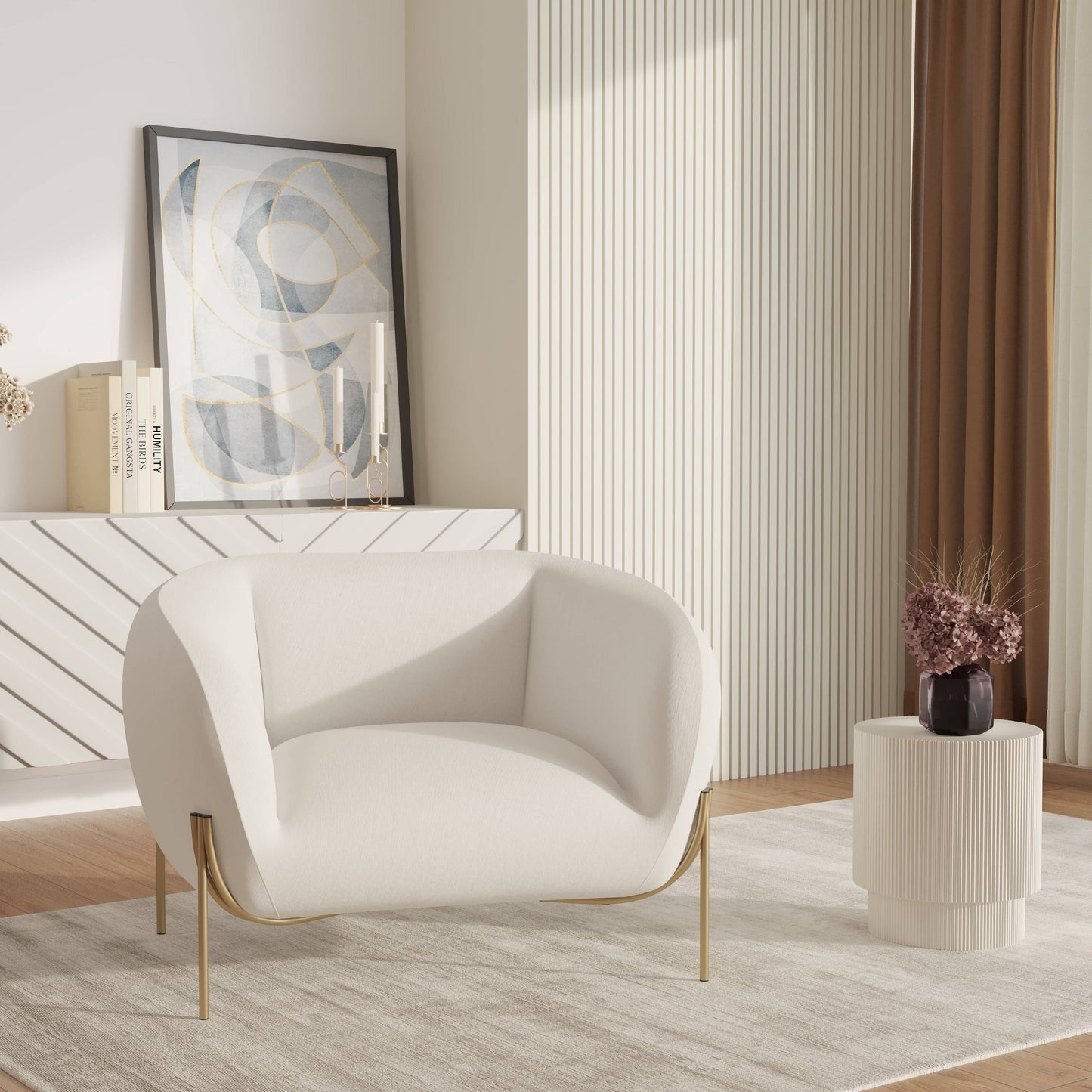 Canapé 1 place capitonné en velours LeisureMod Zuno - Fauteuil d'appoint confortable pour la maison, le bureau, le salon et la chambre