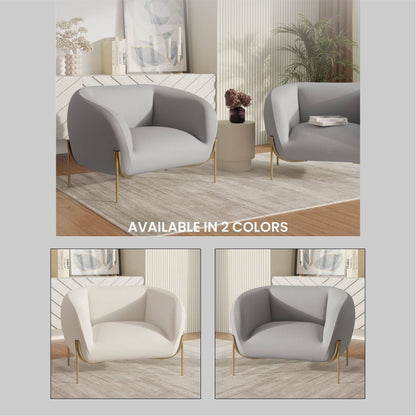 Canapé 1 place capitonné en velours LeisureMod Zuno - Fauteuil d'appoint confortable pour la maison, le bureau, le salon et la chambre