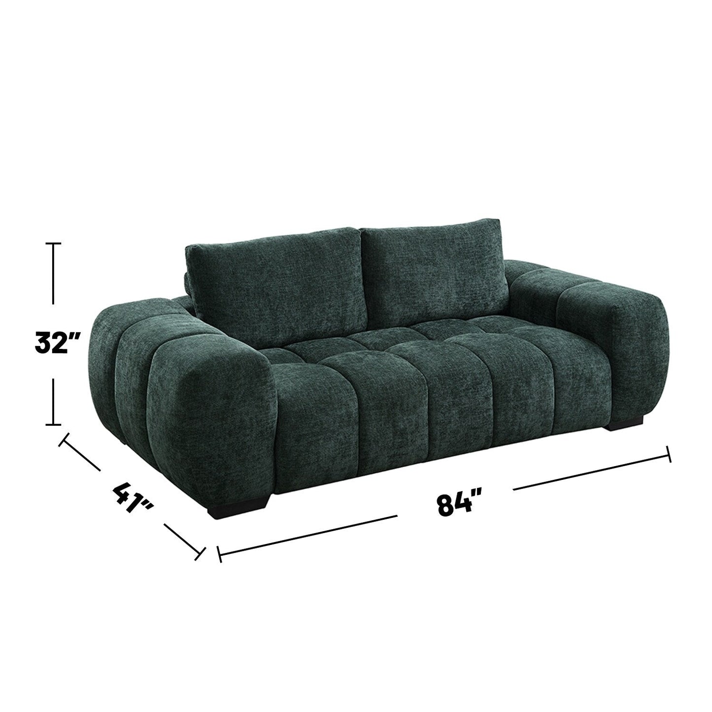 Canapé rembourré avec dossier à coussin amovible en vert