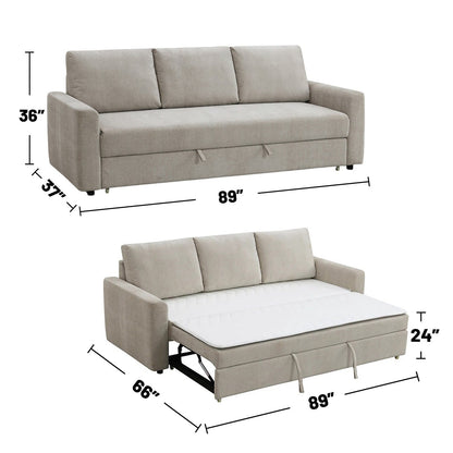 Canapé-lit gigogne rembourré beige