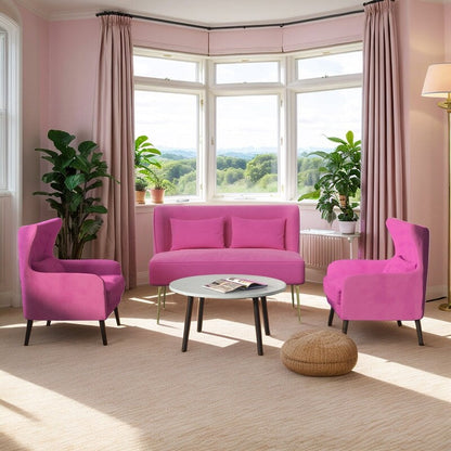 Fauteuil d'appoint rembourré en velours touffeté et métal avec coussin épais, deux fauteuils causeuse