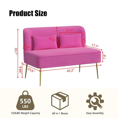 Fauteuil d'appoint rembourré en velours touffeté et métal avec coussin épais, deux fauteuils causeuse