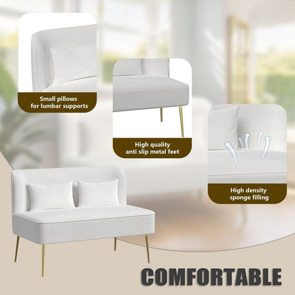 Fauteuil d'appoint rembourré en velours touffeté et métal avec coussin épais, deux fauteuils causeuse