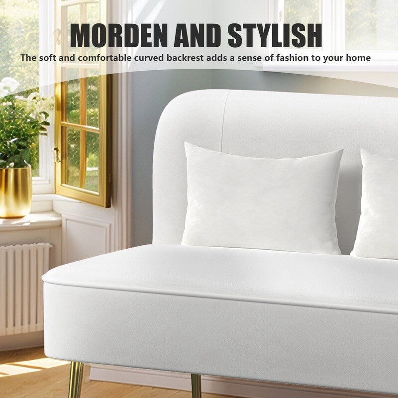 Fauteuil d'appoint rembourré en velours touffeté et métal avec coussin épais, deux fauteuils causeuse