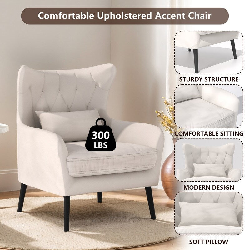 Fauteuil d'appoint rembourré en velours touffeté et métal avec coussin épais, deux fauteuils causeuse