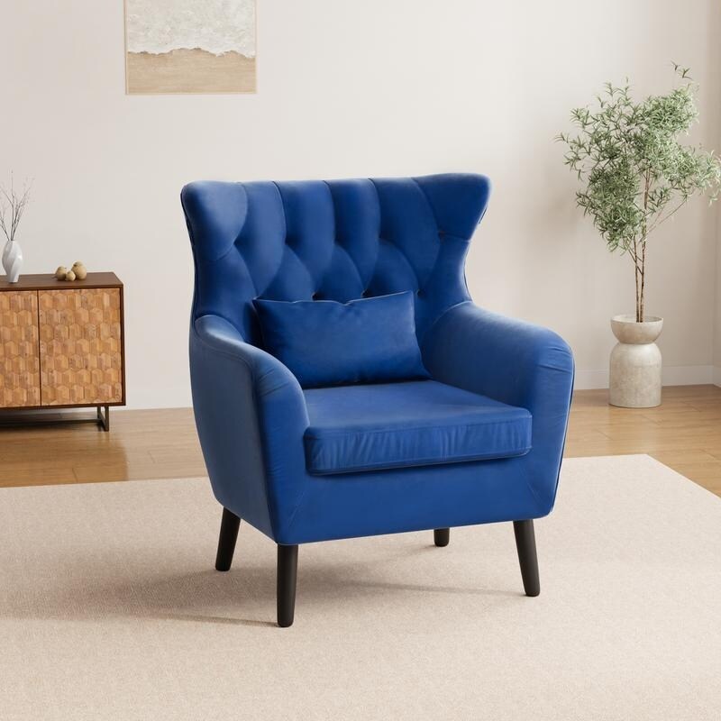 Fauteuil d'appoint rembourré en velours touffeté et métal avec coussin épais, deux fauteuils causeuse