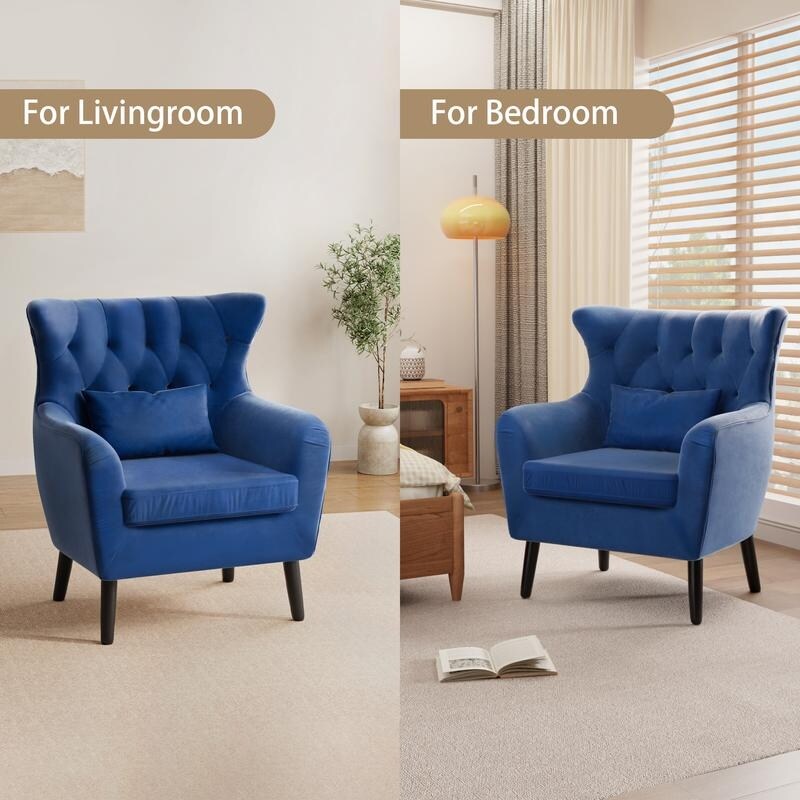 Fauteuil d'appoint rembourré en velours touffeté et métal avec coussin épais, deux fauteuils causeuse