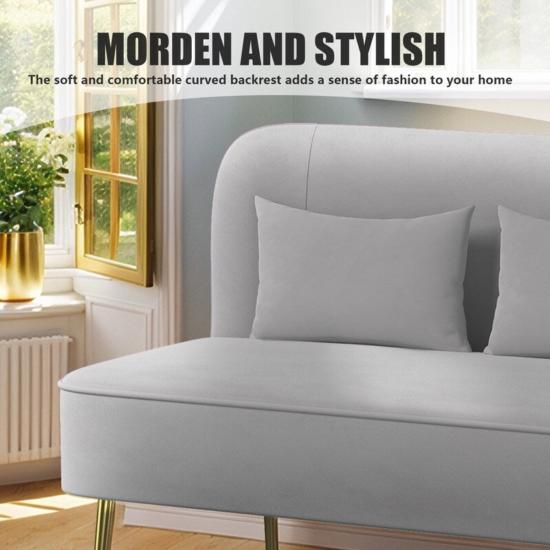 Fauteuil d'appoint rembourré en velours touffeté et métal avec coussin épais, deux fauteuils causeuse