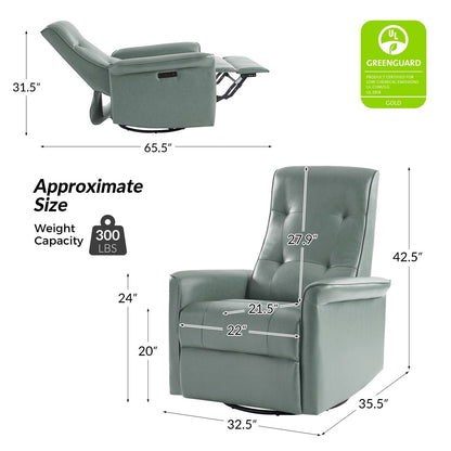 Fauteuil inclinable pivotant électrique moderne en similicuir Valentin avec ports USB, lot de 2 par HULALA HOME