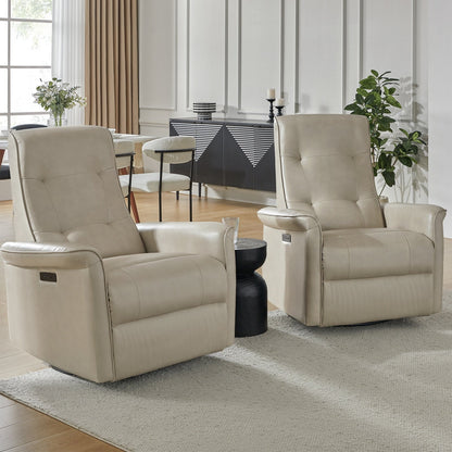 Fauteuil inclinable pivotant électrique moderne en similicuir Valentin avec ports USB, lot de 2 par HULALA HOME
