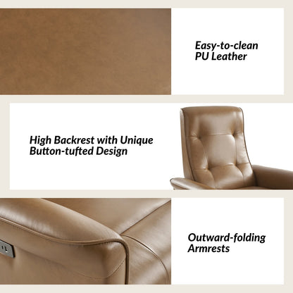 Fauteuil inclinable pivotant électrique moderne en similicuir Valentin avec ports USB, lot de 2 par HULALA HOME