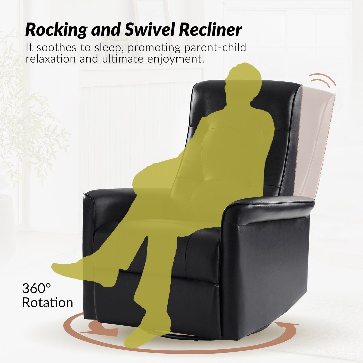 Fauteuil inclinable pivotant électrique moderne en similicuir Valentin avec ports USB, lot de 2 par HULALA HOME