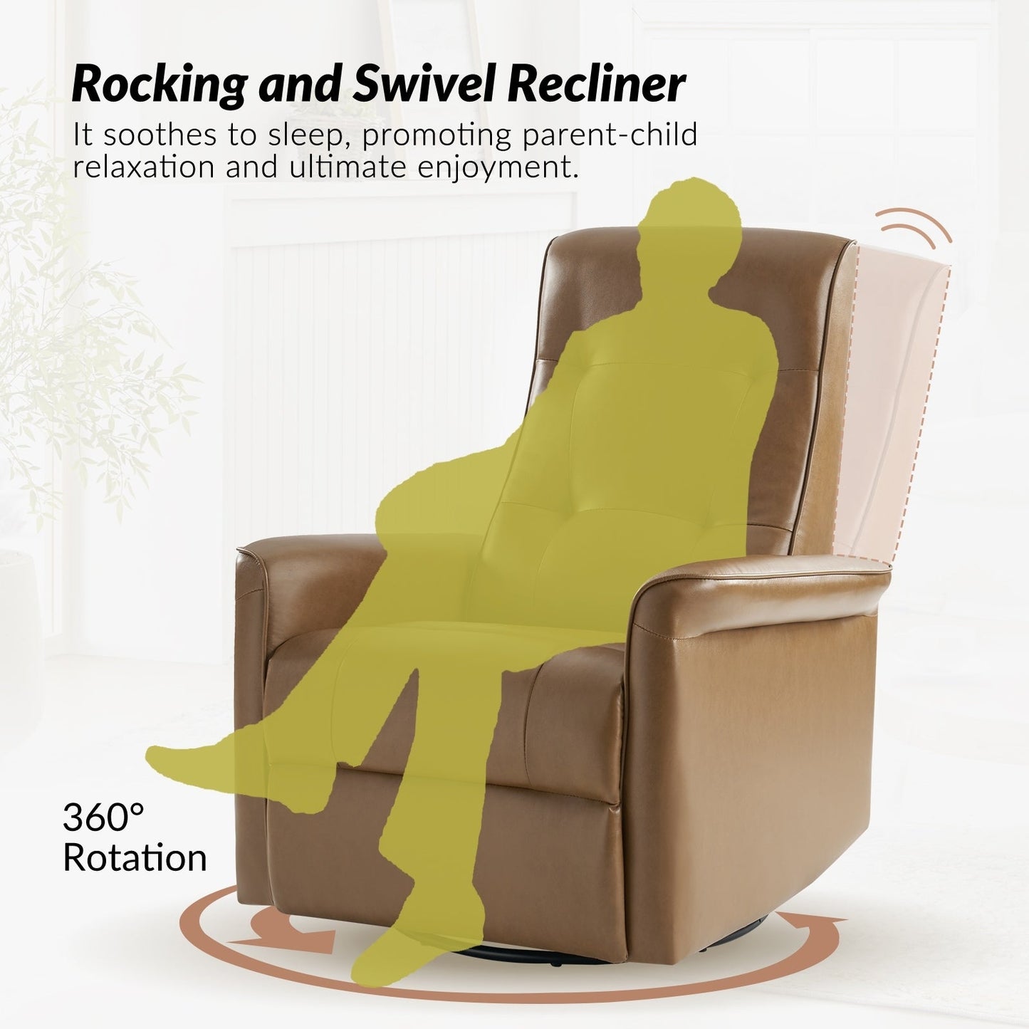 Fauteuil inclinable pivotant électrique moderne en similicuir Valentin avec ports USB, lot de 2 par HULALA HOME