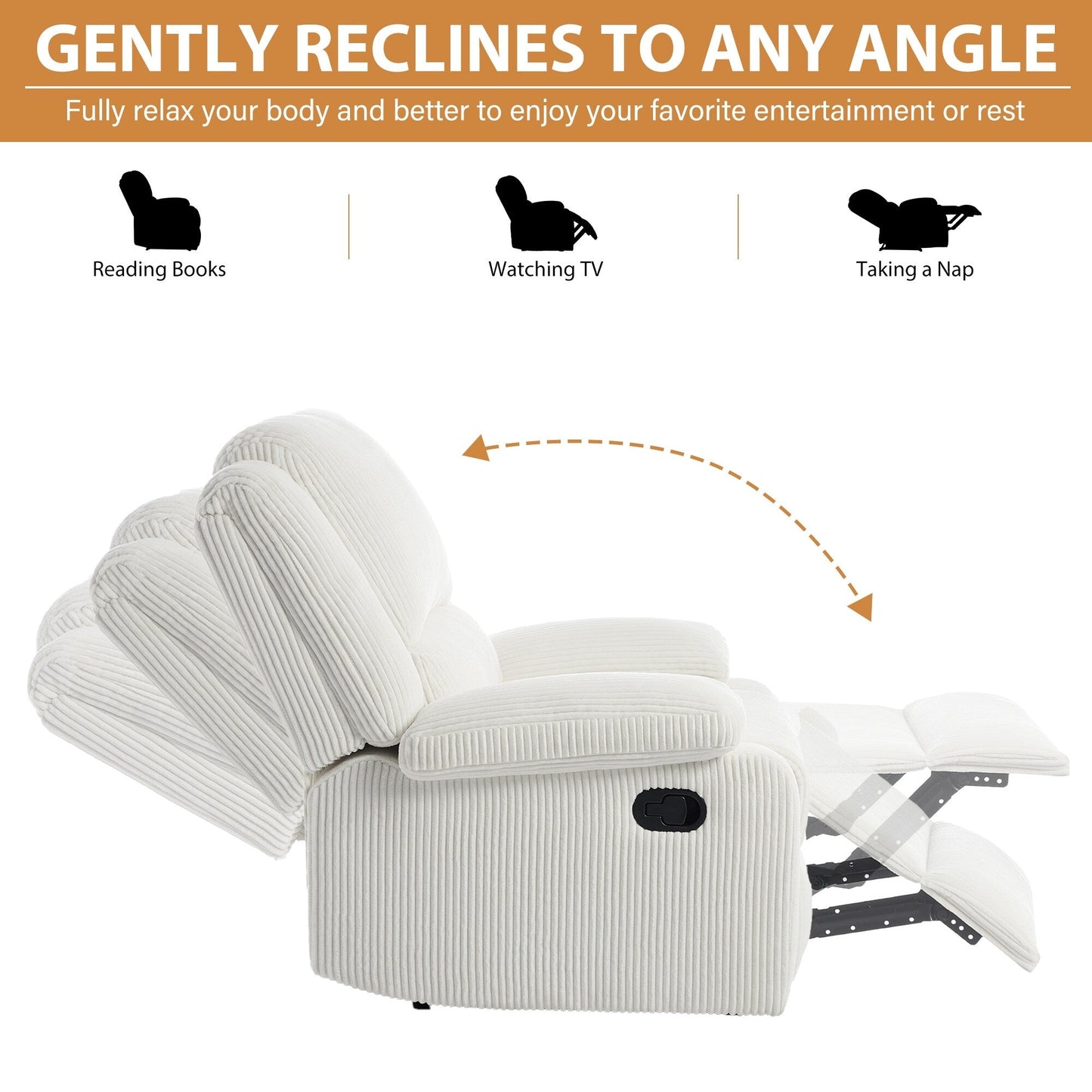 Fauteuil inclinable manuel rembourré en cuir végétalien