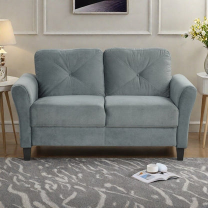 Canapé sectionnel 2 places en velours avec coussins amovibles