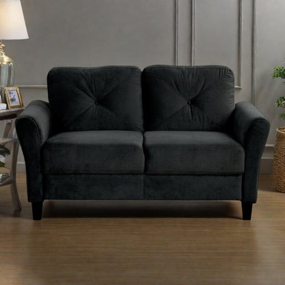 Canapé sectionnel 2 places en velours avec coussins amovibles