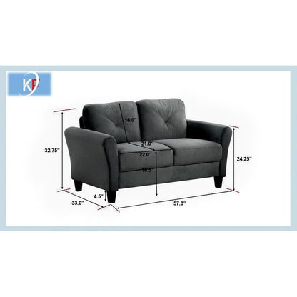 Canapé sectionnel 2 places en velours avec coussins amovibles