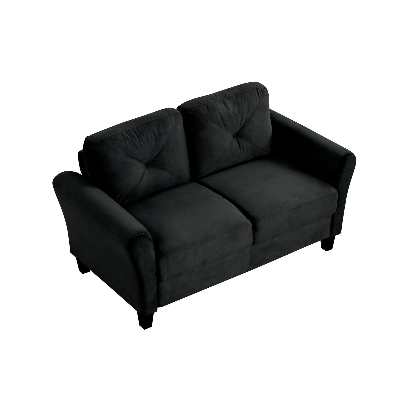 Canapé sectionnel 2 places en velours avec coussins amovibles