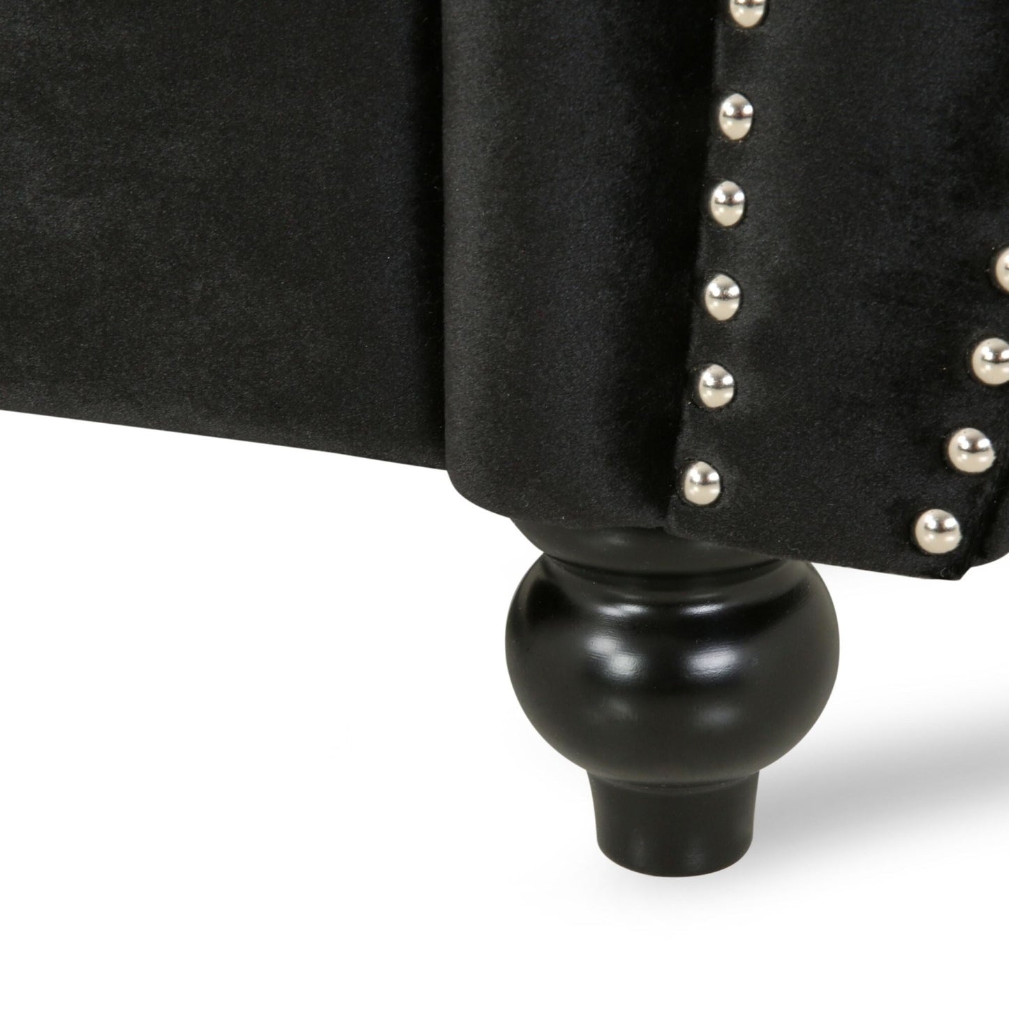 Canapé 3 places en velours avec accoudoirs roulés et capitonnage à boutons