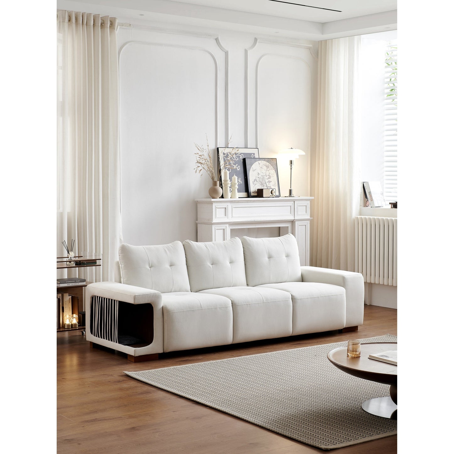 Canapé 3 places en velours avec tissu anti-griffures de chat