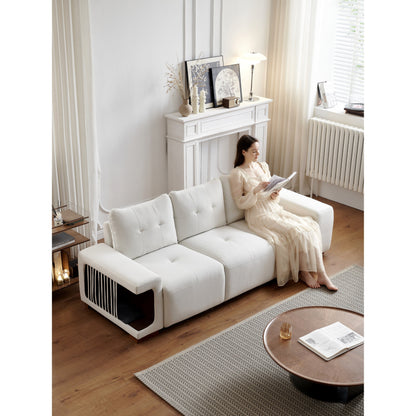 Canapé 3 places en velours avec tissu anti-griffures de chat