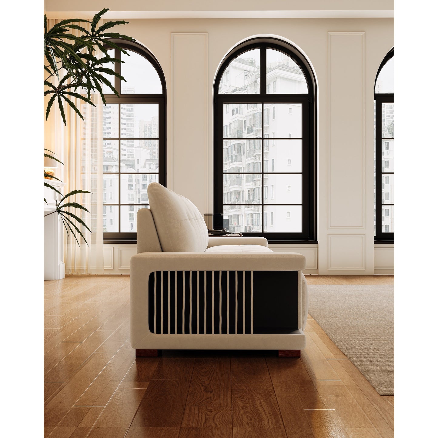 Canapé 3 places en velours avec tissu anti-griffures de chat