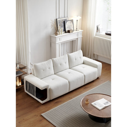 Canapé 3 places en velours avec tissu anti-griffures de chat