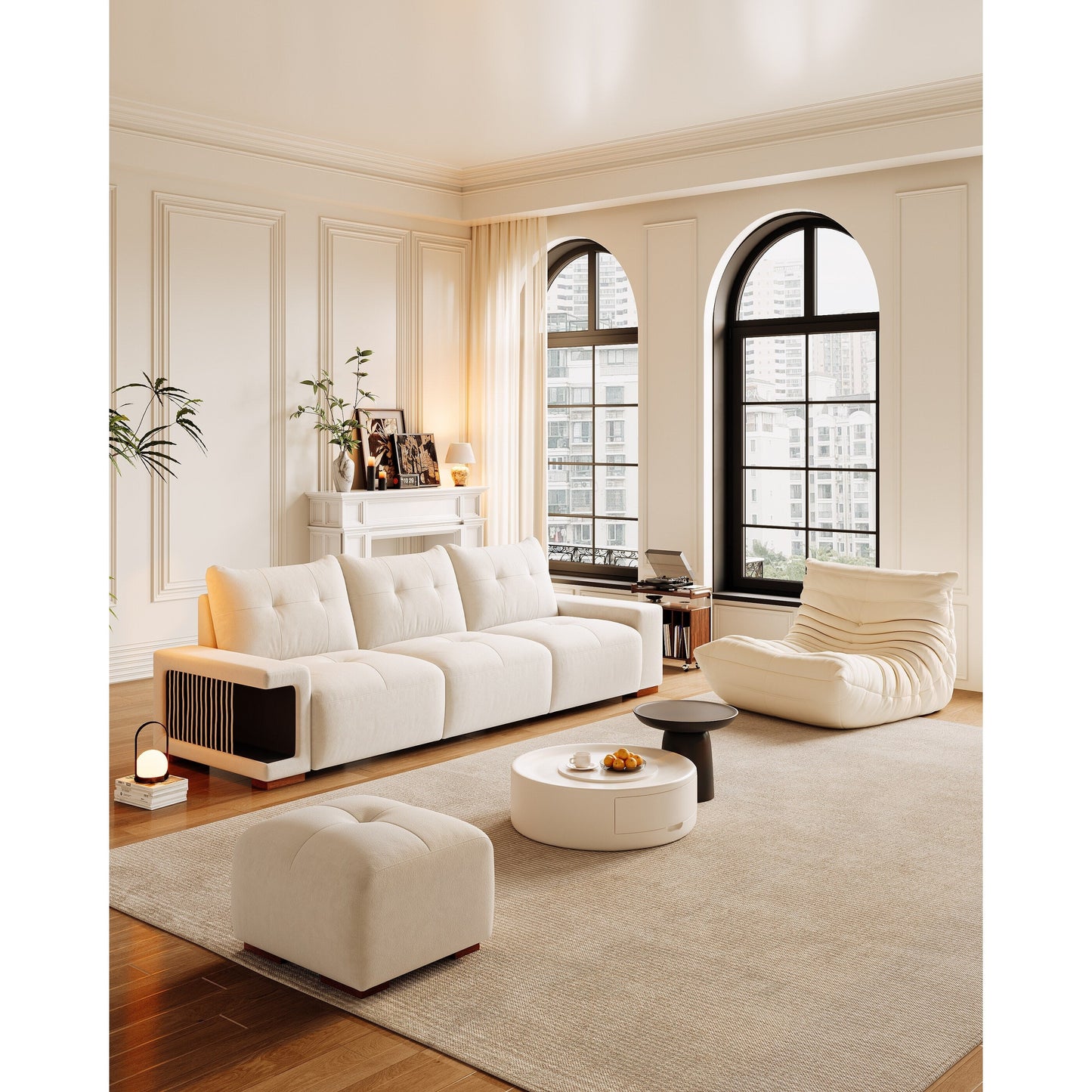 Canapé 3 places en velours avec tissu anti-griffures de chat