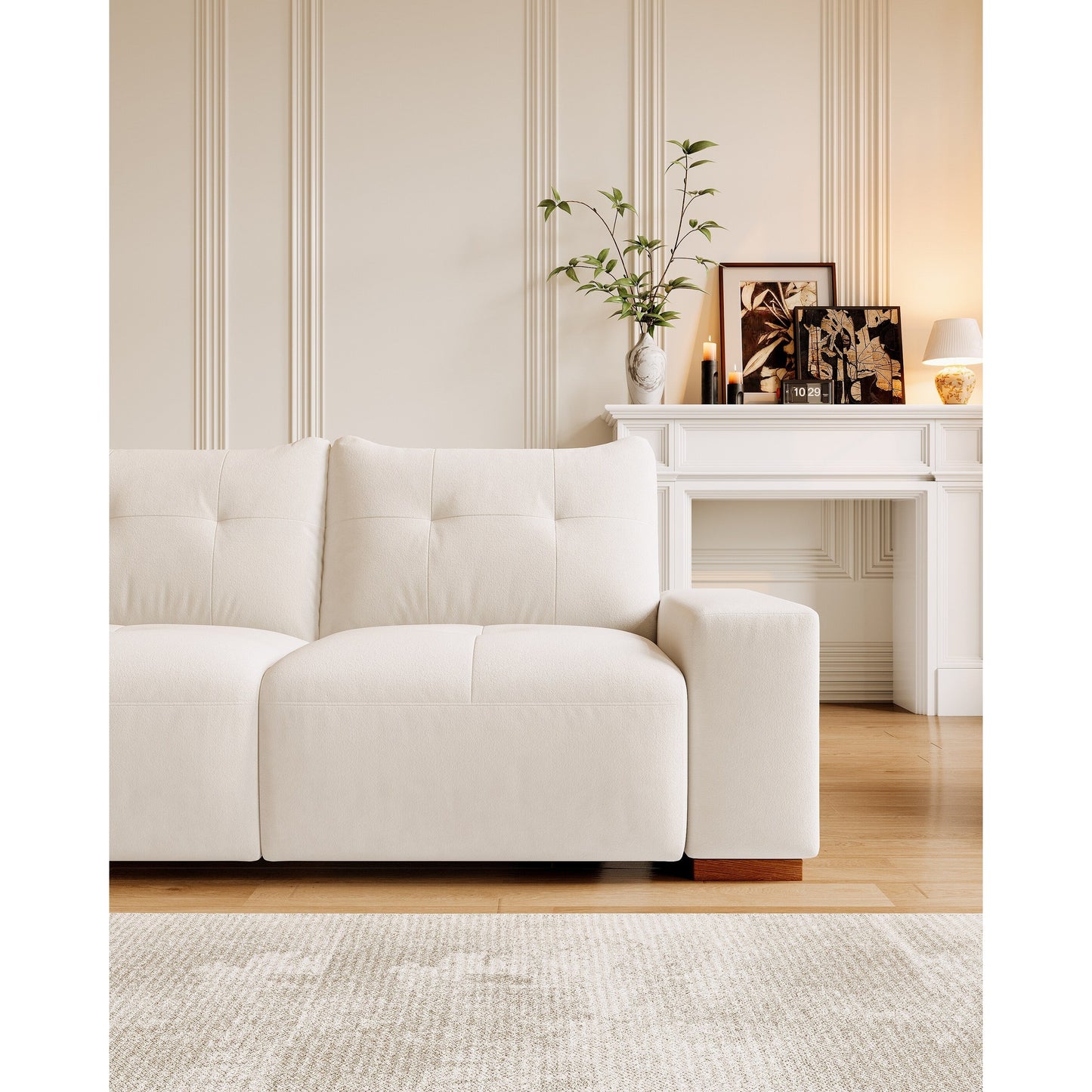 Canapé 3 places en velours avec tissu anti-griffures de chat