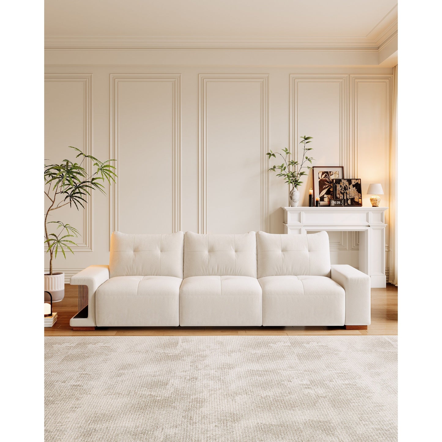 Canapé 3 places en velours avec tissu anti-griffures de chat