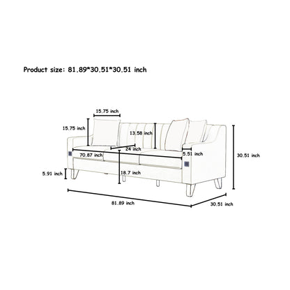 Canapé 3 places en velours avec touches dorées